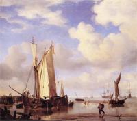 Velde the Younger, Willem van de - Ships Close Inshore at Low Tide